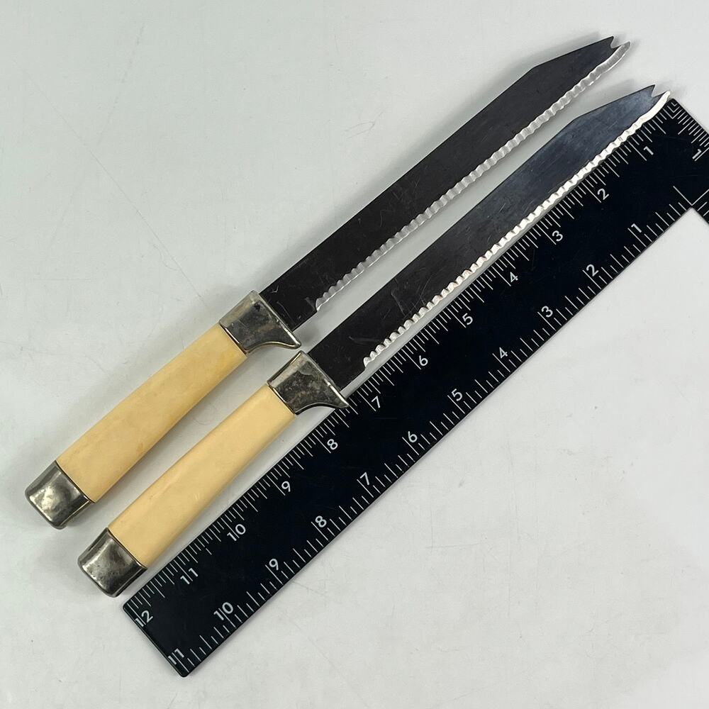 Vintage Regent Sheffield Miracle Worker Frozen Food Knives Serrated England x2 - Picture 9 of 9